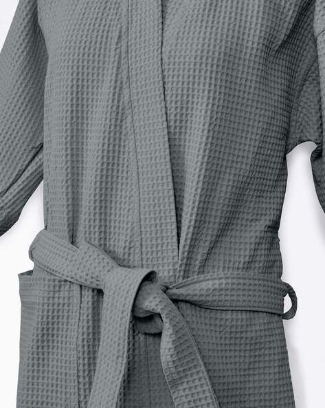 Lightweight Cotton Waffle Bathrobe for Men and Women – Soft Breathable Dressing Gown with Belt and Pockets, Quick Dry Spa Robe Perfect for Home, Hotel, Shower, and Daily Wear