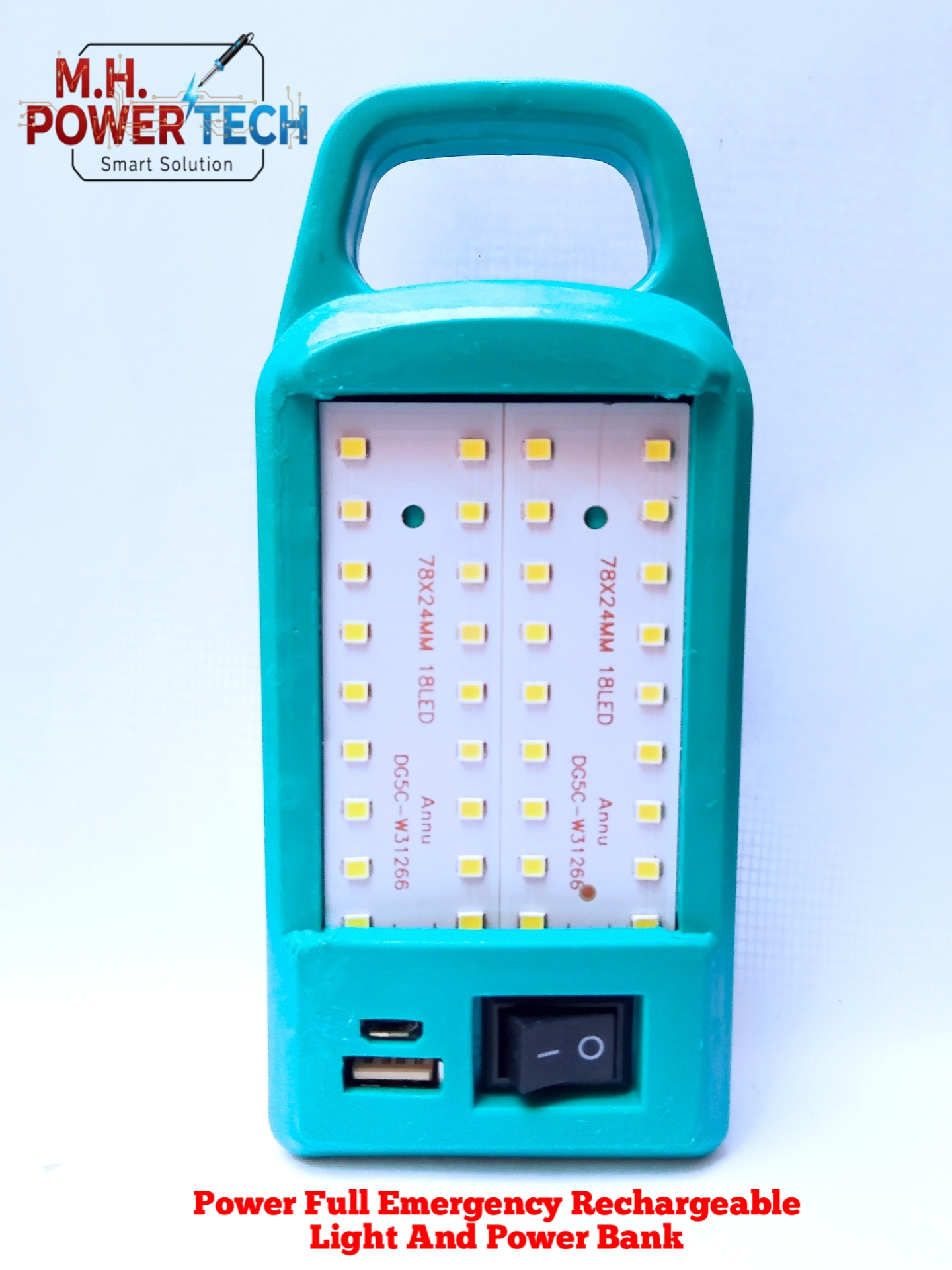 Rechargeable Emergency Light 6000mAh | Mobile Charging Support | Automatic Full Charging | Easy Carry | MH Power Tech