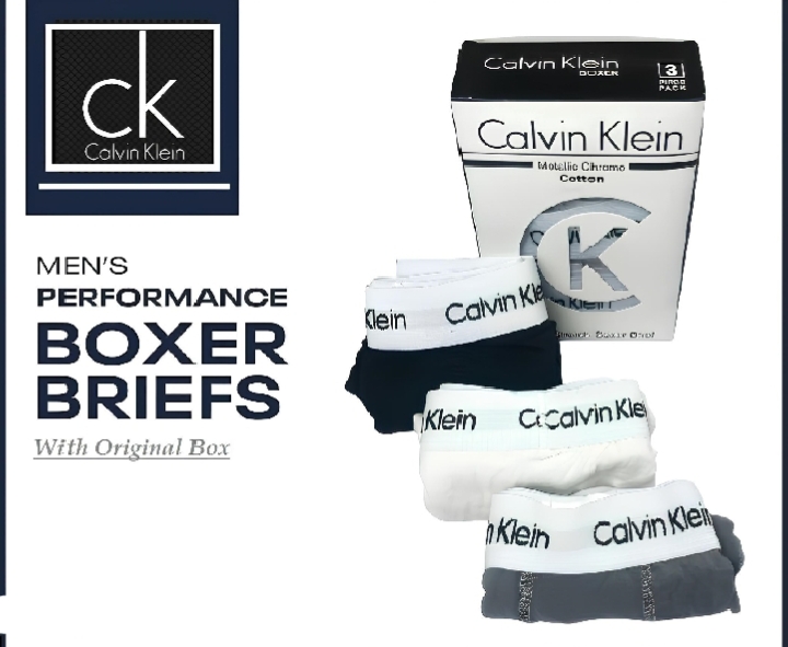 Pack of 3 Men's Performance Boxer Briefs CK brand - Premium Cotton Stretch Underwear - Comfortable Trunks with Original Box (Multicolor)