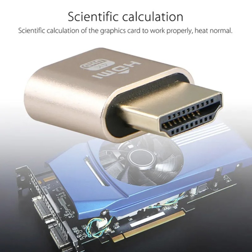Dummy Plug Virtual Display Headless Ghost Display Emulator HDMI-compatible 4K DDC EDID Dummy Emulator Adapter