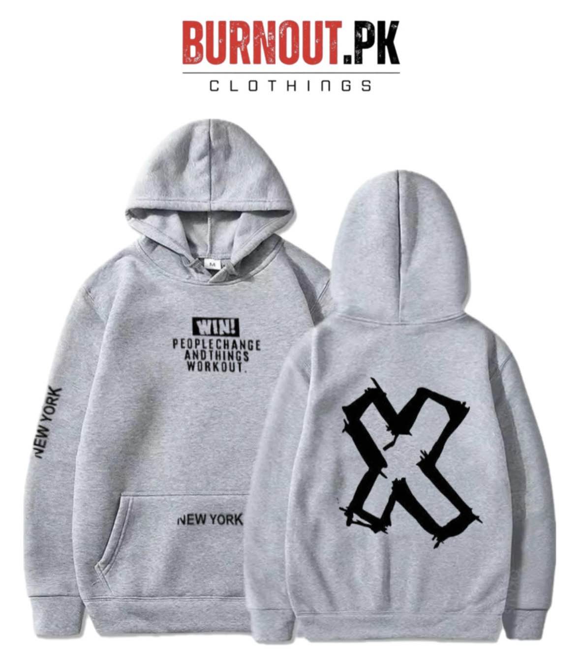 BURNOUT.PK NEW TRENDY WINTER COLLECTION PREMIUM QUALITY FRONT BACK PRINTED HOODIES FOR MENS AND WOMENS