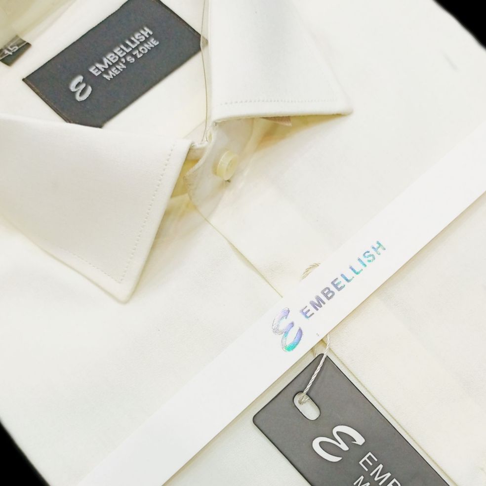 Embellish Soft Creme Formal & Casual Shirt For Men(Cotton)