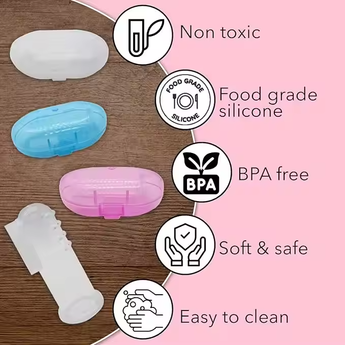 Baby Tooth Brush Silicone Baby Finger Tooth Brush Extra Soft Safe Baby Teether High Quality Toothbrush Children Toothbrush Transparent Finger Toothbrush For Kids Baby Infant