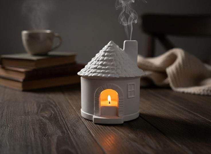 🏡 Mini Ceramic House Candle Holder – Aesthetic Home & Ramadan Decor