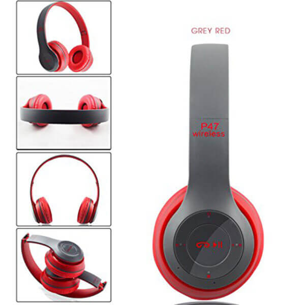 Foldable P47 Wireless headphones with Microphone Bluetooth Foldable Headset Support FM Radio TF for PC ,TV Smart Phones & Tablets etc.