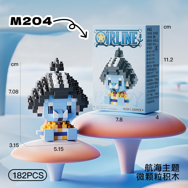 ONE PIECE Sun God Nika Luffy Micro Building Block Chopper Ace Buggy 3D Anime Model Assembly Mini Bricks Figure Toys For