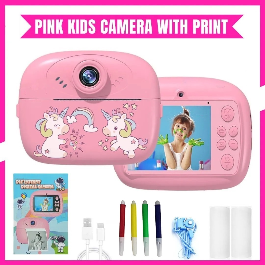 Smart Digital Dual Lens Instant Print Camera for Kids | 1080P Video Recorder & Selfie Camera with Thermal Printer | 2.4" IPS Screen | Mini Portable Camera with Games | Birthday Gift for Girls & Boys | Children’s Digital Camera Toy
