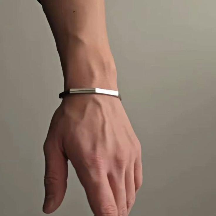 Cuff Bracelet for Men Stainless Steel Adjustable Open Bangle Minimalist Fashion Style Silver and Black