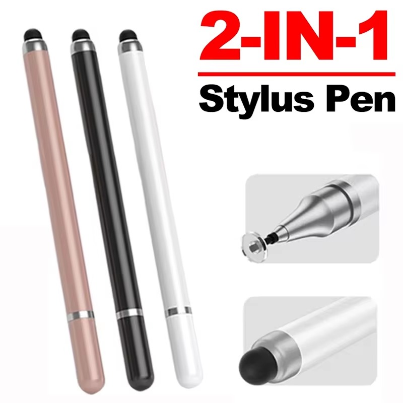 Touch Pen Stylus Pen 2 In 1 Universal Capacitive Touch Screen Stylus Touch Pencil Dual Tip Silicone Disc Stylus Pen for Android Tablet Mobile Laptop Drawing Writing No Charging Required