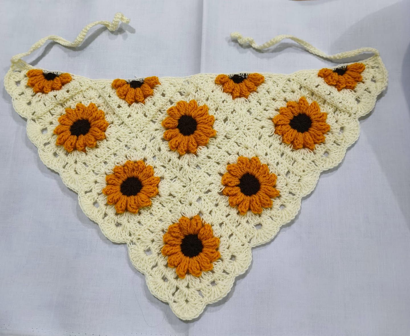 Handmade Crochet Bandana Head Scarf Boho Hair Accessory
