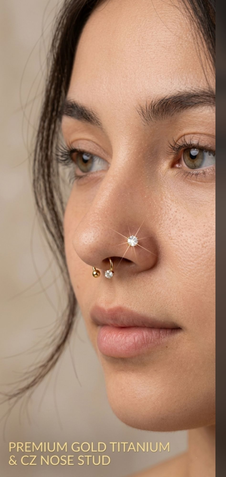 Premium Titanium Nose Pin & Ear Piercing Stud - Screw Back Zircon Multi-Piercing Jewelry for Nose, Lobe, Helix & Cartilage