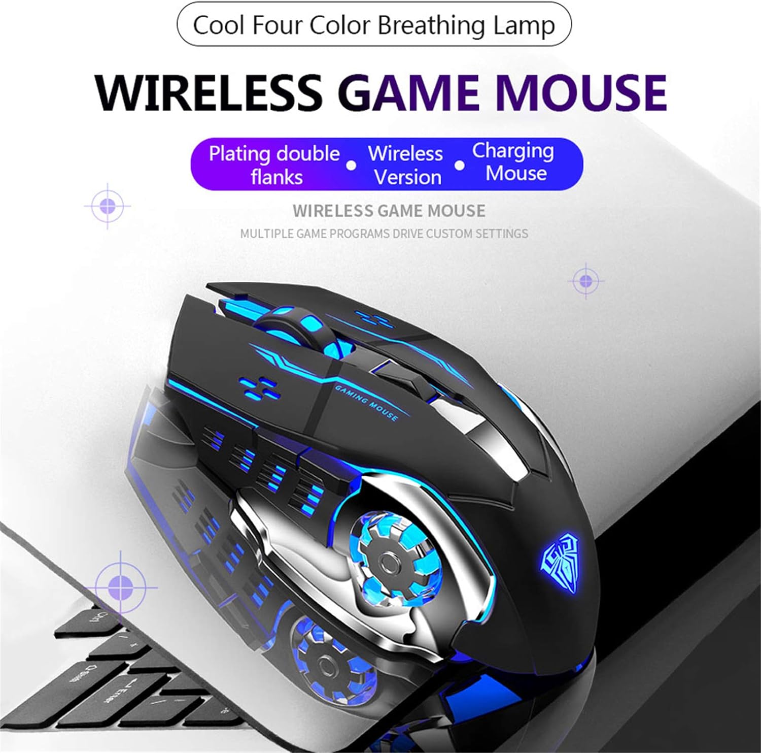 Wireless Mouse with Nano Receiver for PC, Laptop, Computer, Desktop 2400 DPI SILENT CLICK RGB rechargeable wireless mouse