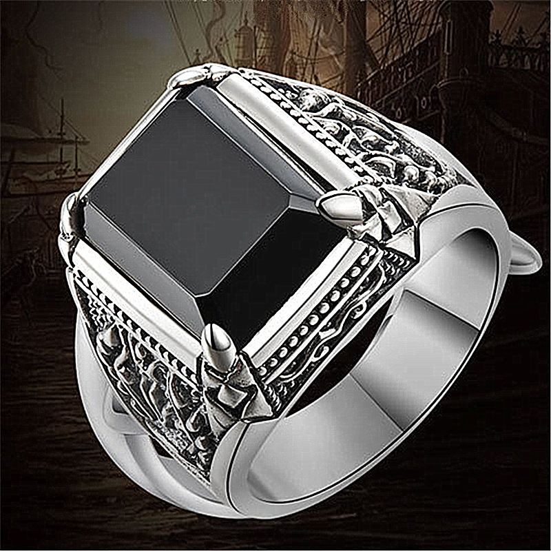 New 925 Silver Vintage Men Big Ring for Man Women Sterling-silver Wedding Simple Jewelry Engagement  Fashion Party Ring