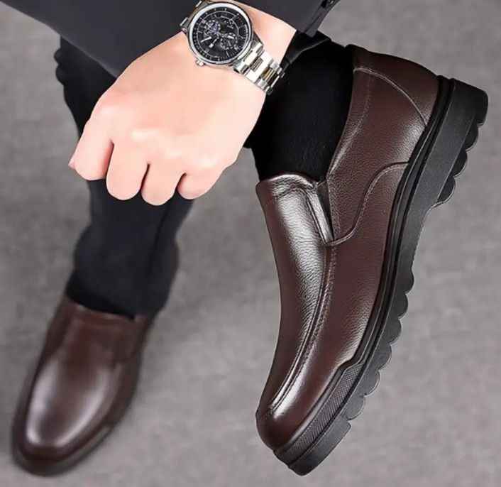 Men's Premium Leather Look Loafer Shoes For Office Wear | Stylish Formal Slip On Shoes For Men | Comfortable Lightweight Anti Slip Sole Business Casual Footwear