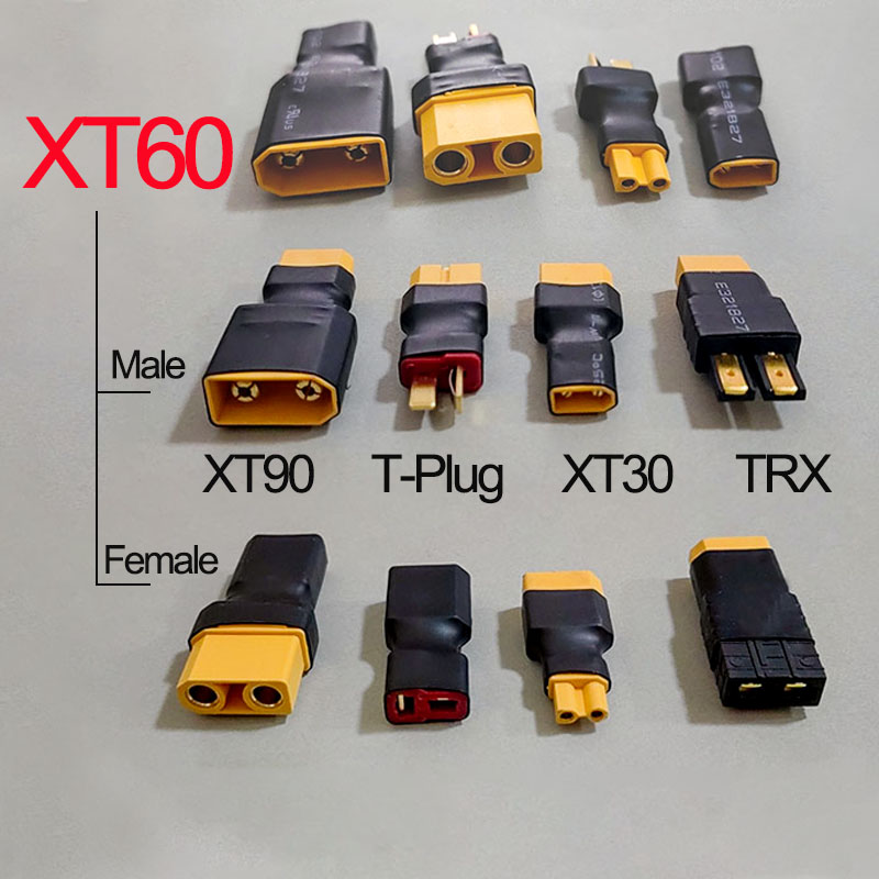 1PCS RC Battery Connector Adapter XT30 XT60 XT90 T-Plug TRX Male to Female Plug For RC LiPo Battery Charger