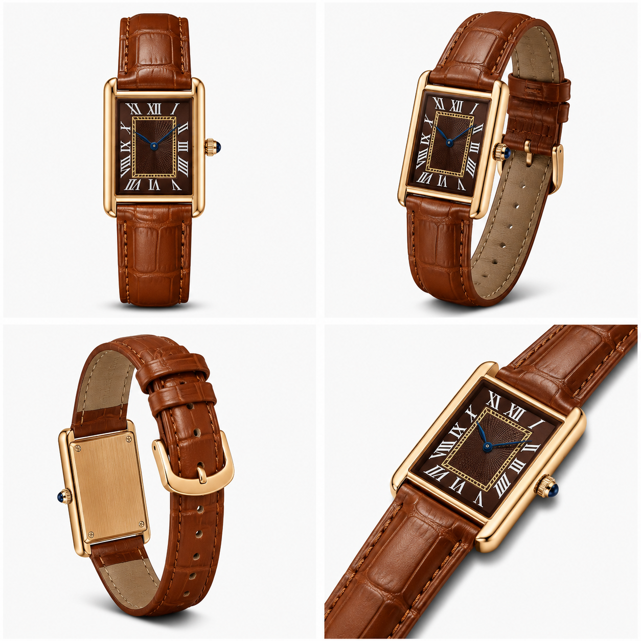 Elegant Vintage Rectangular Quartz Wrist Watch for Men
