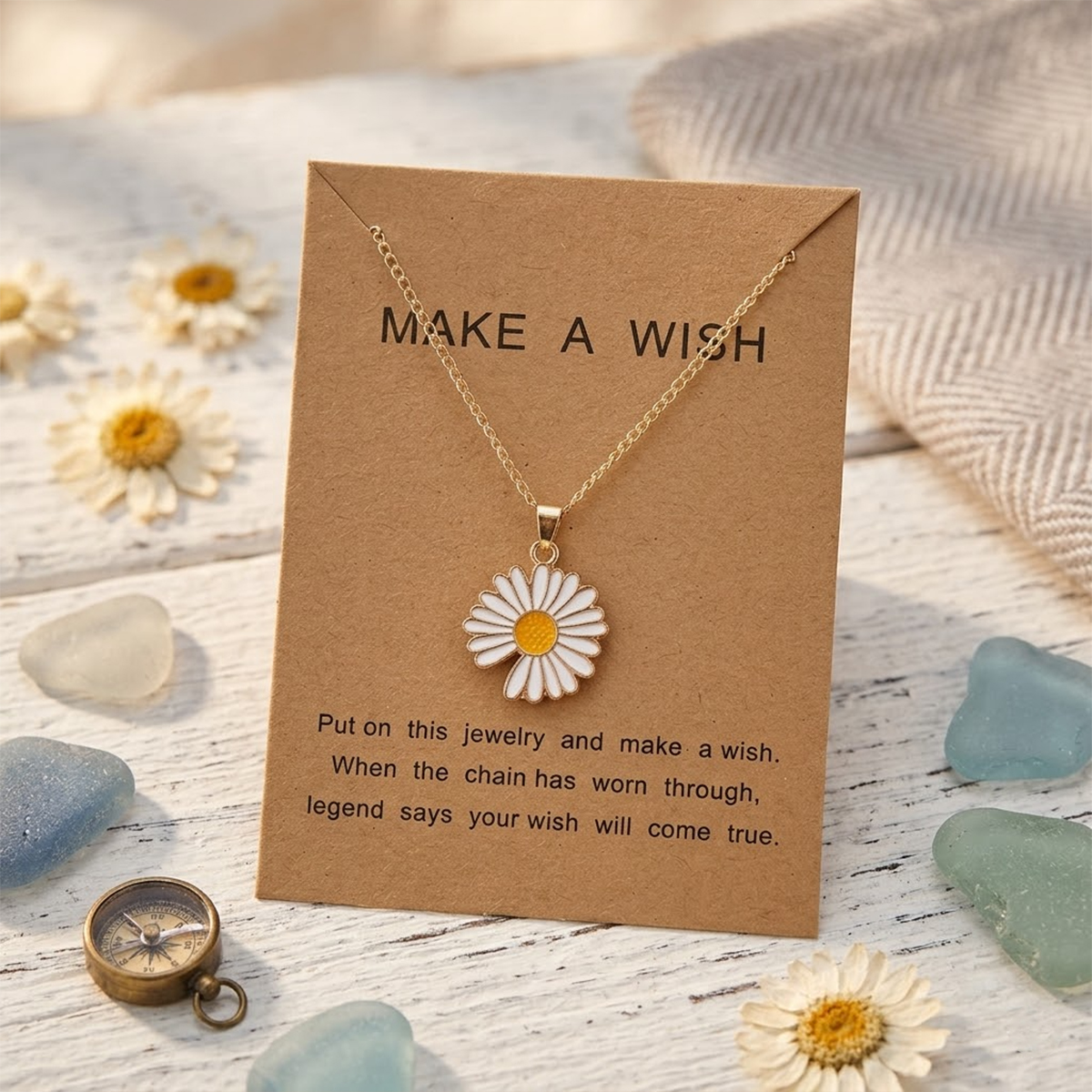 Korean Fashion Flower Pendant Choker Necklace for Women & Girls – Trendy White & Yellow Design