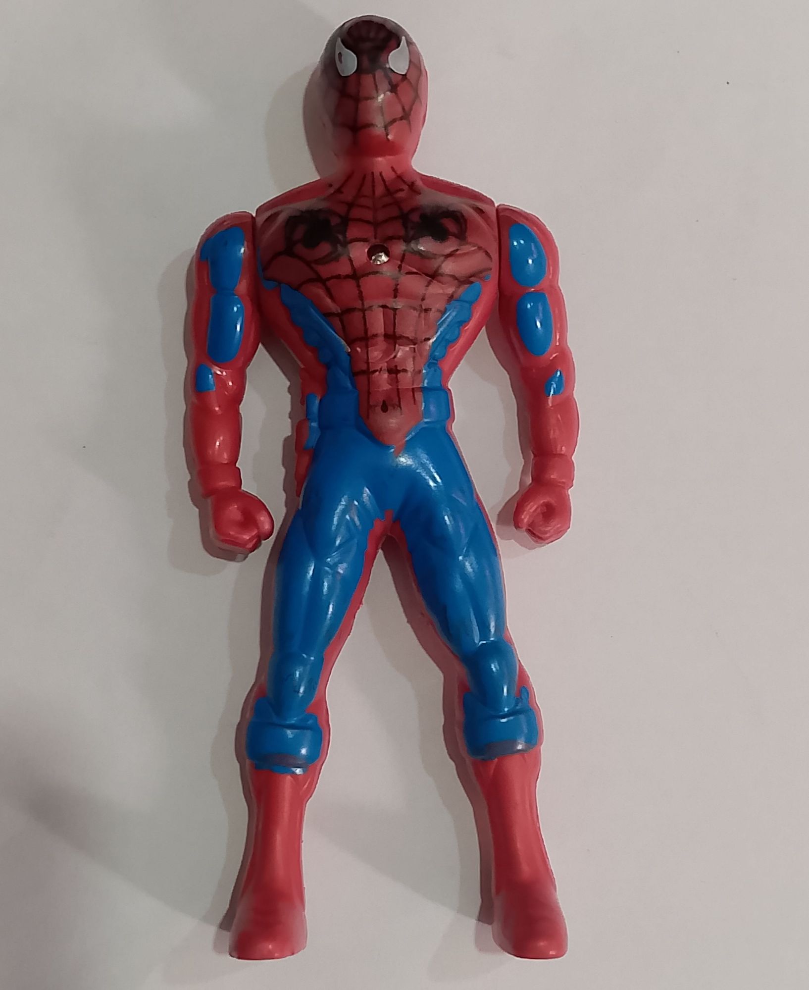 5-Inch Spiderman Action Figure Toy for Kids - Superhero Figure with Back Button LED Chest Light - Red & Blue Classic Spiderman Toy (Pack Of 1)