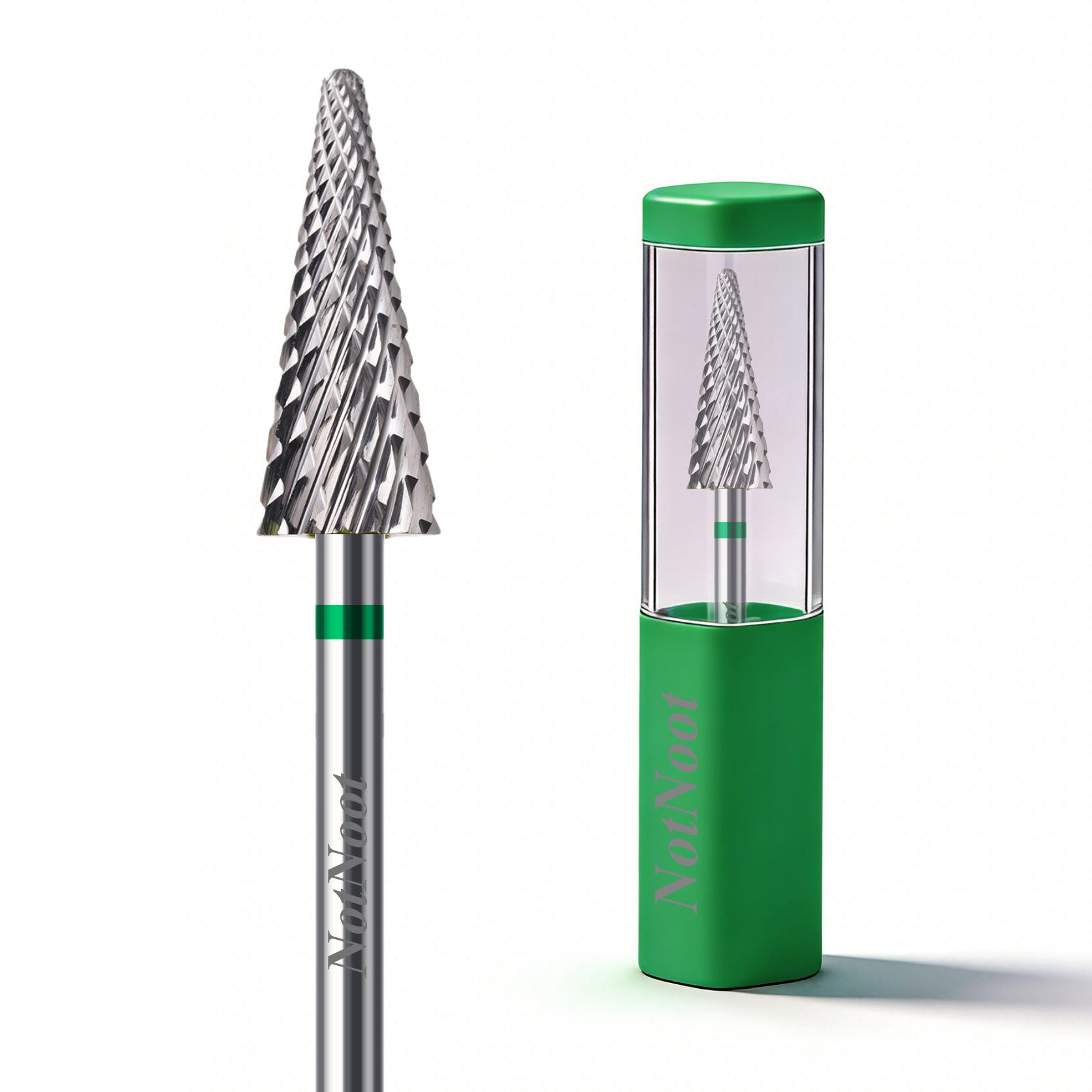 NotNoot Tapered Nib Nail Drill Bit 3/32" Cross Cut, Safety Stainless Steel Cone Bit for Cuticle Cleaning, Dead Skin Removal, Gel