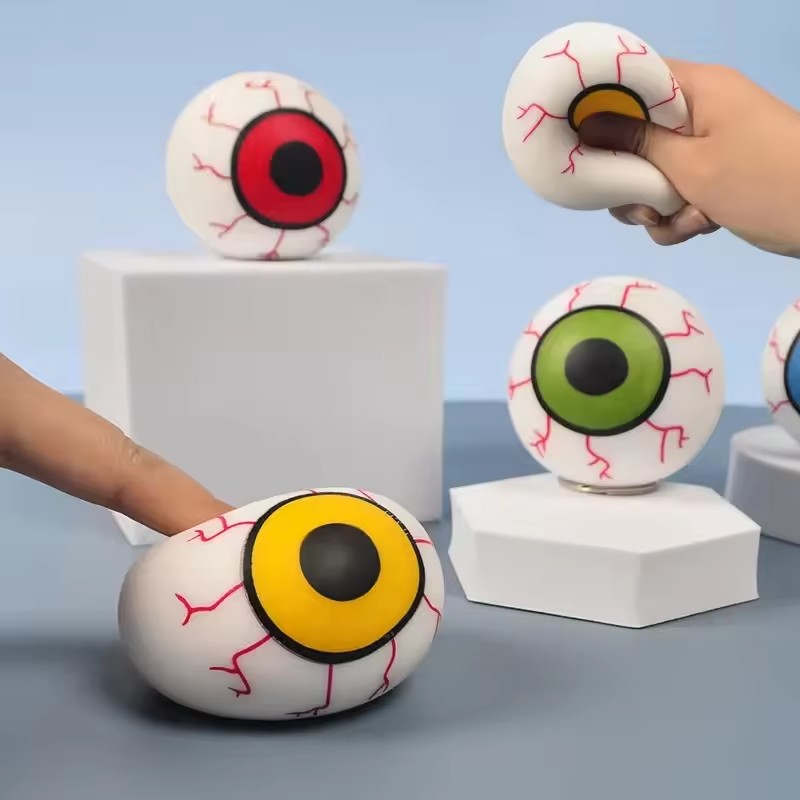 Halloween Horror Eyeball Squishy Toys - Soft Plastic Stress Balls, Novelty Fidget Gadgets, Perfect Party Favors, Gag 