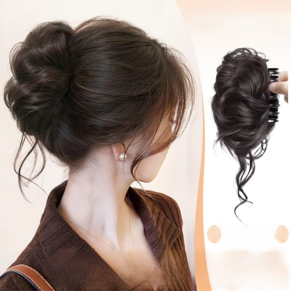 New Synthetic Hair Bun Claw Clip Natural Fluffy Bun Head Wig Brown Black Curly Hair Hairpiece Hair Accessories