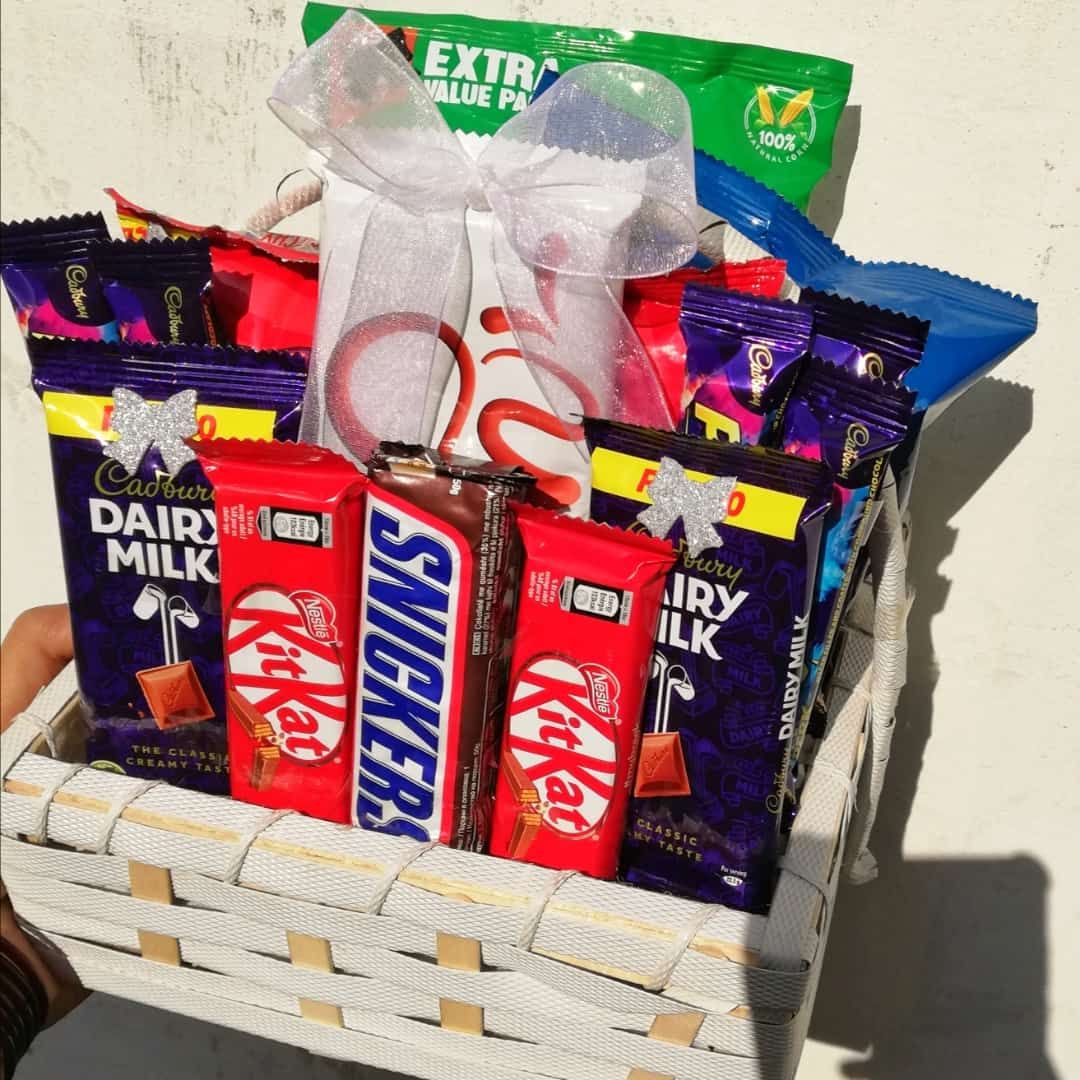 Chocolate birthday gift basket/ gift basket with chocolates/ gift basket