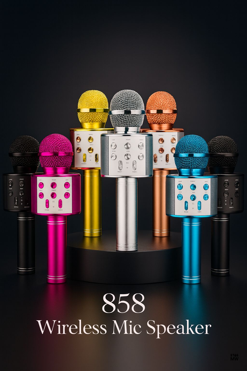 WS-858 Wireless Bluetooth Karaoke Microphone Handheld Portable Mic with HiFi Speaker & Echo Sound - Multi Color