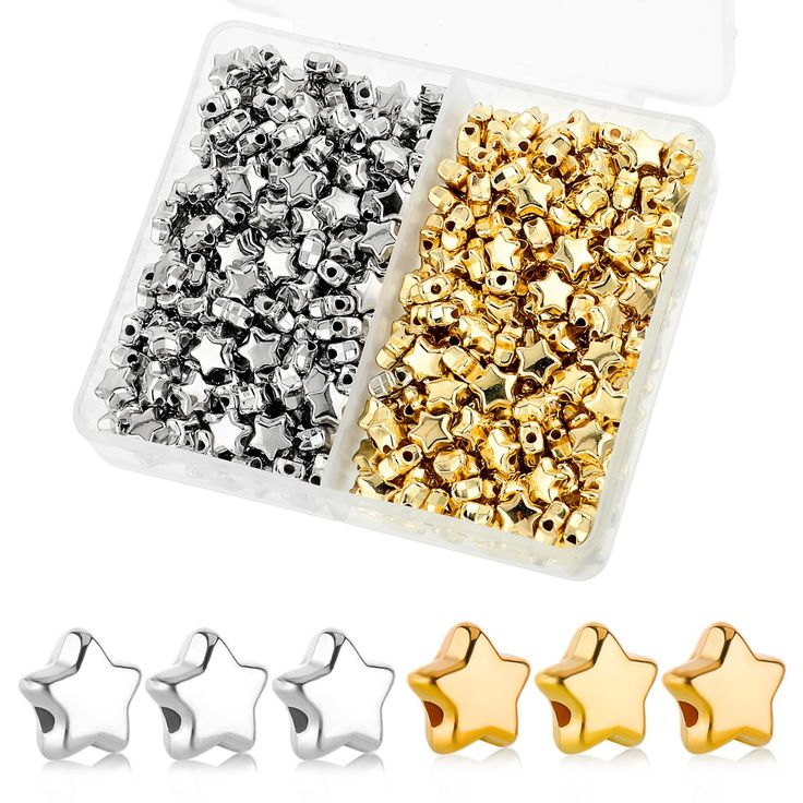 100pcs_500 pcs gold/Silver CCB Acrylic Star Beads Heart Spacer Beads For Jewelry Making Handmade DIY Necklace Bracelet Accessories