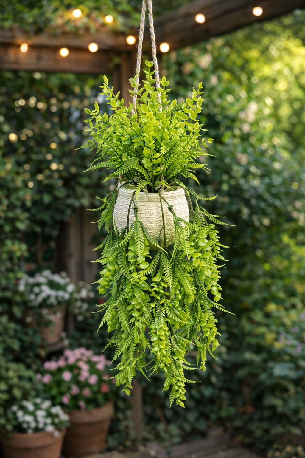 Artificial Hanging Plant with Decorative Pot – Home & Office Wall Hanging Green Plant Decor
