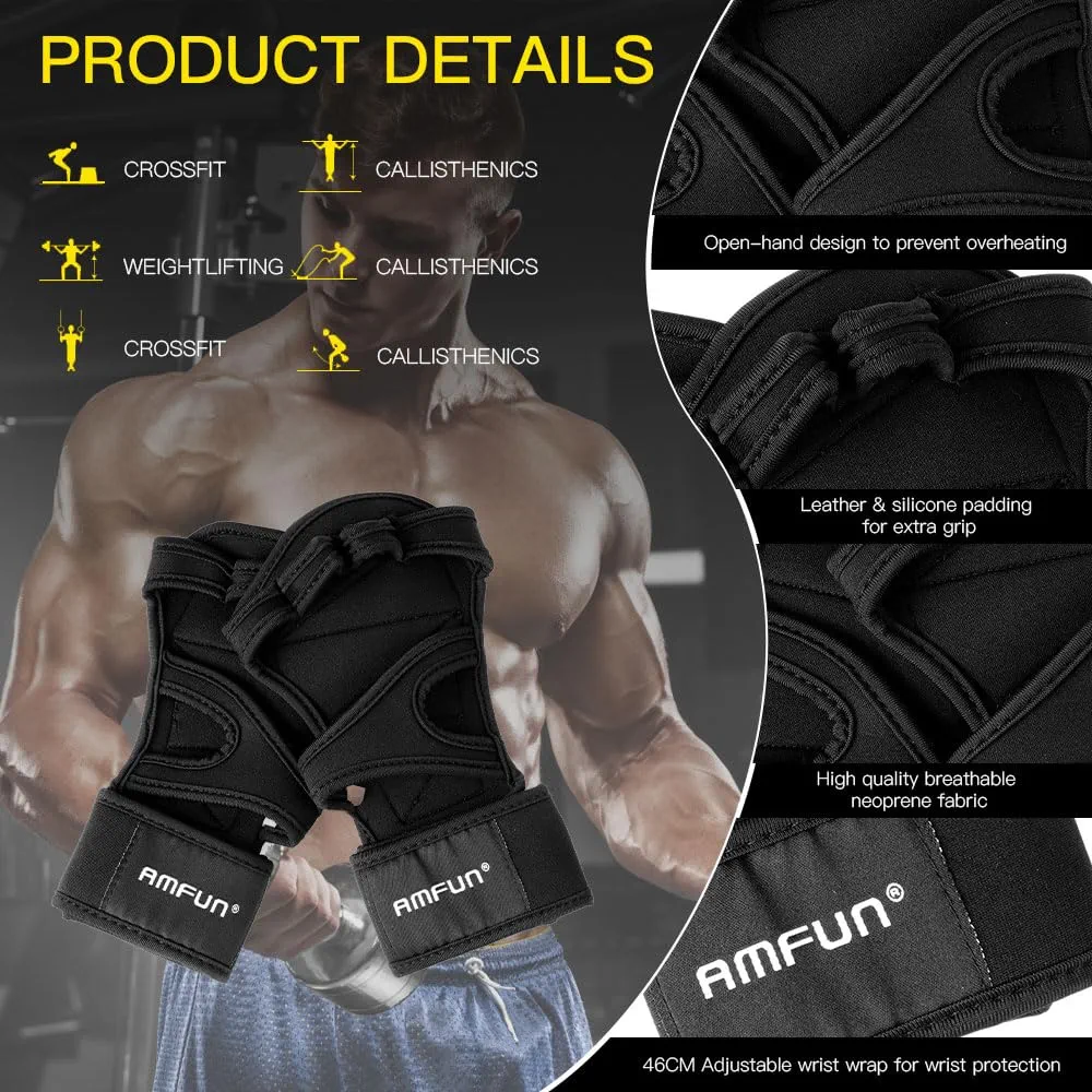 Fitness gloves, training gloves, non-slip silicone gym gloves, weightlifting gloves, gym gloves, strength sports, chin-up bar, weightlifting, for women and men