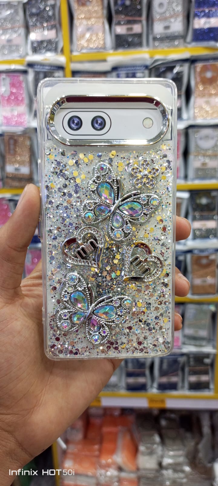 ​Luxury 3D Butterfly Rhinestone Glitter Case for Google Pixel 7A– Diamond Crystal Sparkle Soft TPU Back Cover for Girls
