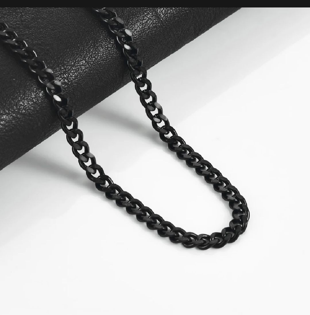 Miami Cuban Curb Chain Necklace for Men – Stainless Steel Hip Hop Link Choker in Black, Silver & Gold