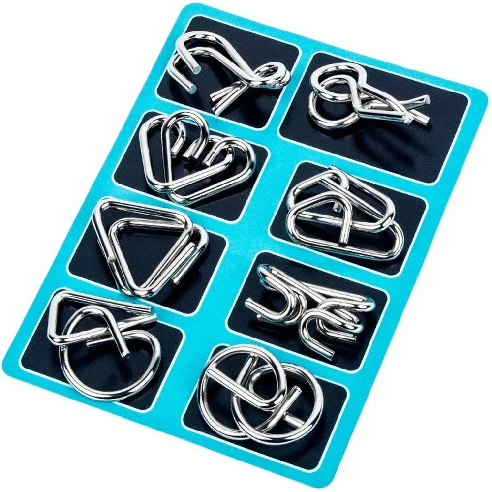 Metal Montessori Puzzle Wire 8Pcs/Set IQ Mind Brain Teaser Puzzles Children Adults Interactive Game Reliever Educational Toys