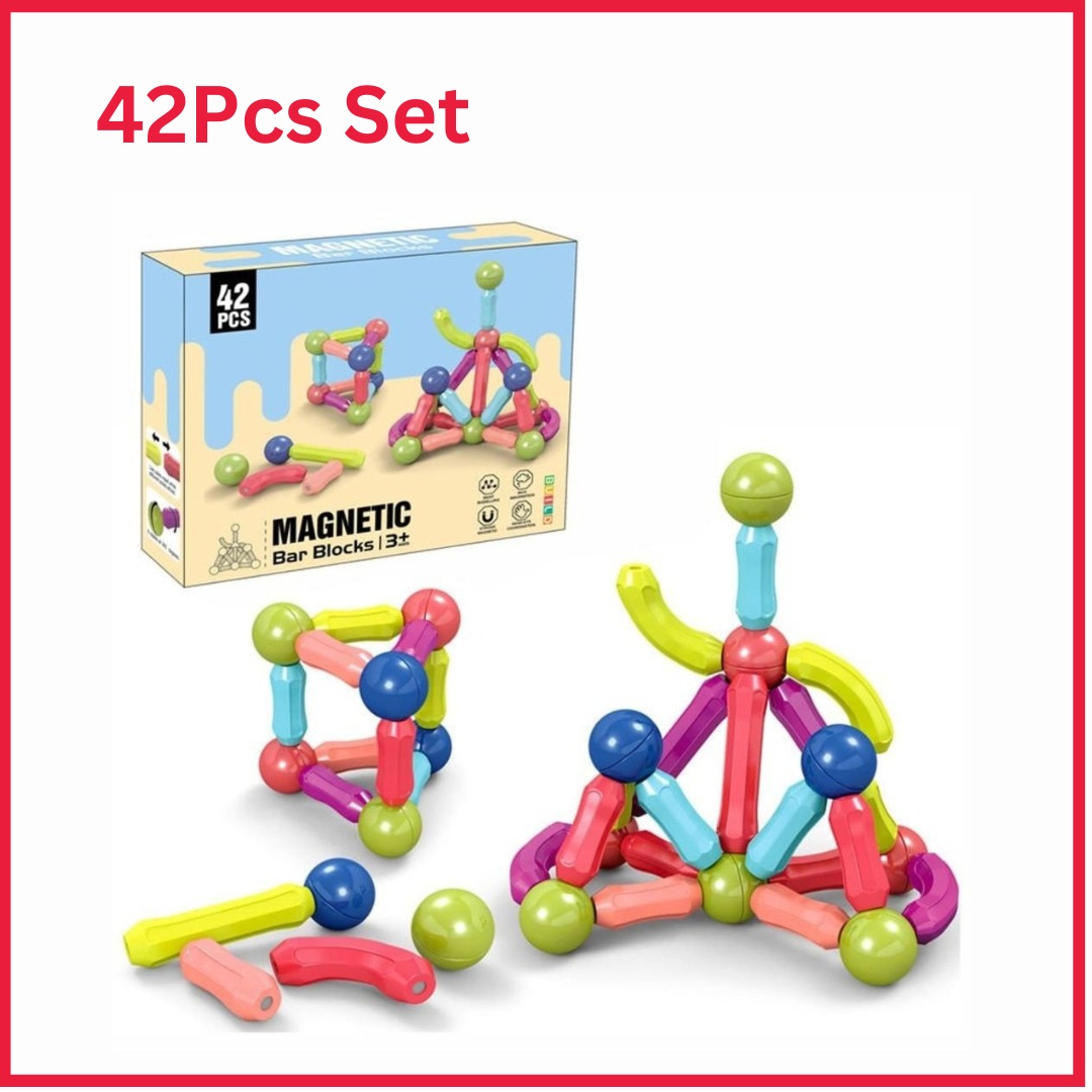 Magnetic Building Blocks Set 25/36/42 PCS – STEM Magnet Balls & Rods Construction Toy for Kids Age 3+ Educational Learning Stacking Game (Multicolors)