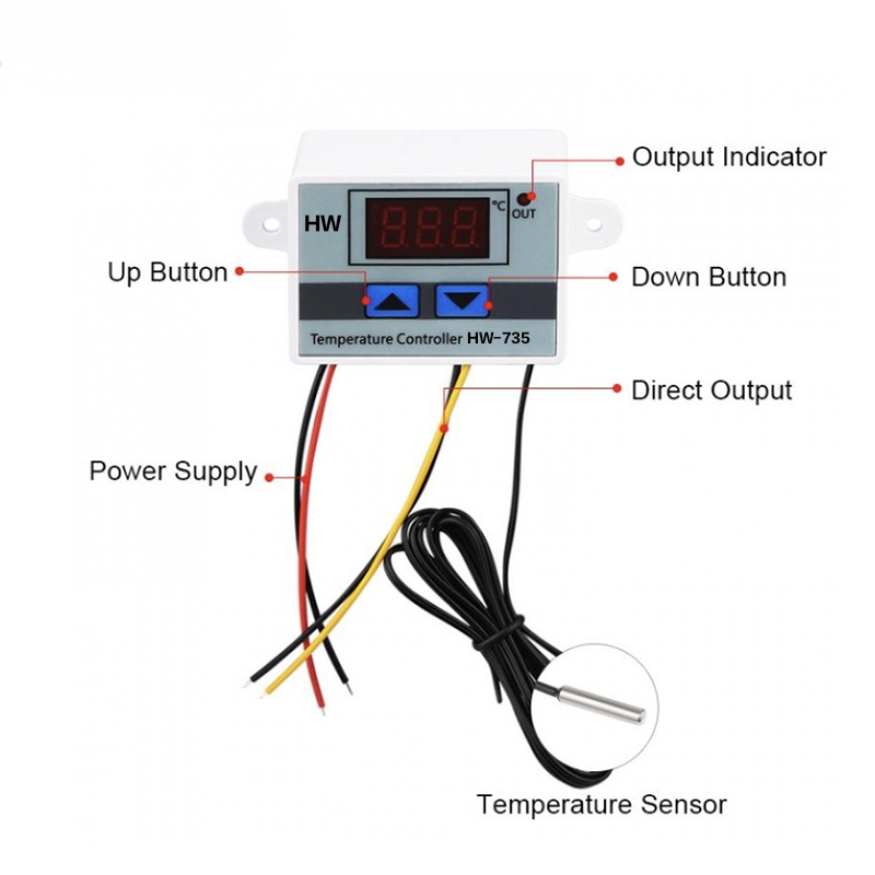 AC 220V W3001 LED Temperature Controller 10A Thermostat Control Switch Probe