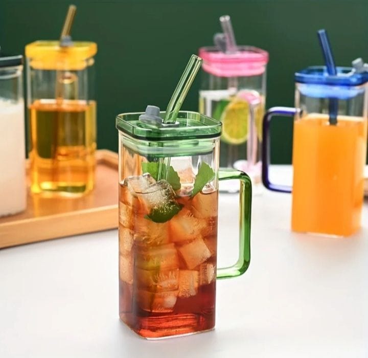 Striped Mason Glass Tumbler