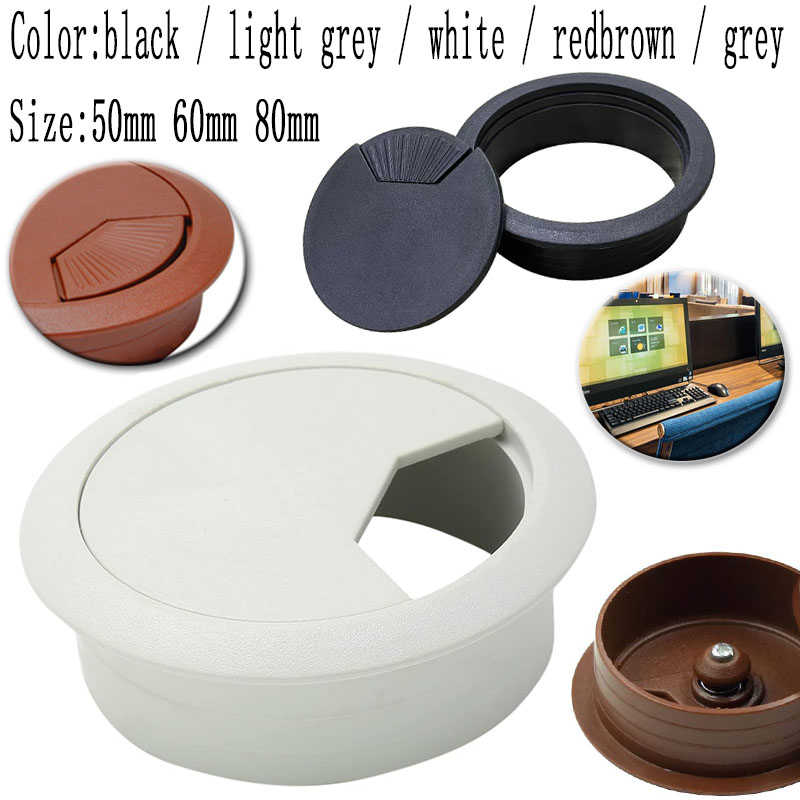 1/2/4pcs Wire Hole Cover Outlet Port Table Computer PC Desk Round Cable Grommet Line Holder White Black redbrown 50mm/60mm/80mm