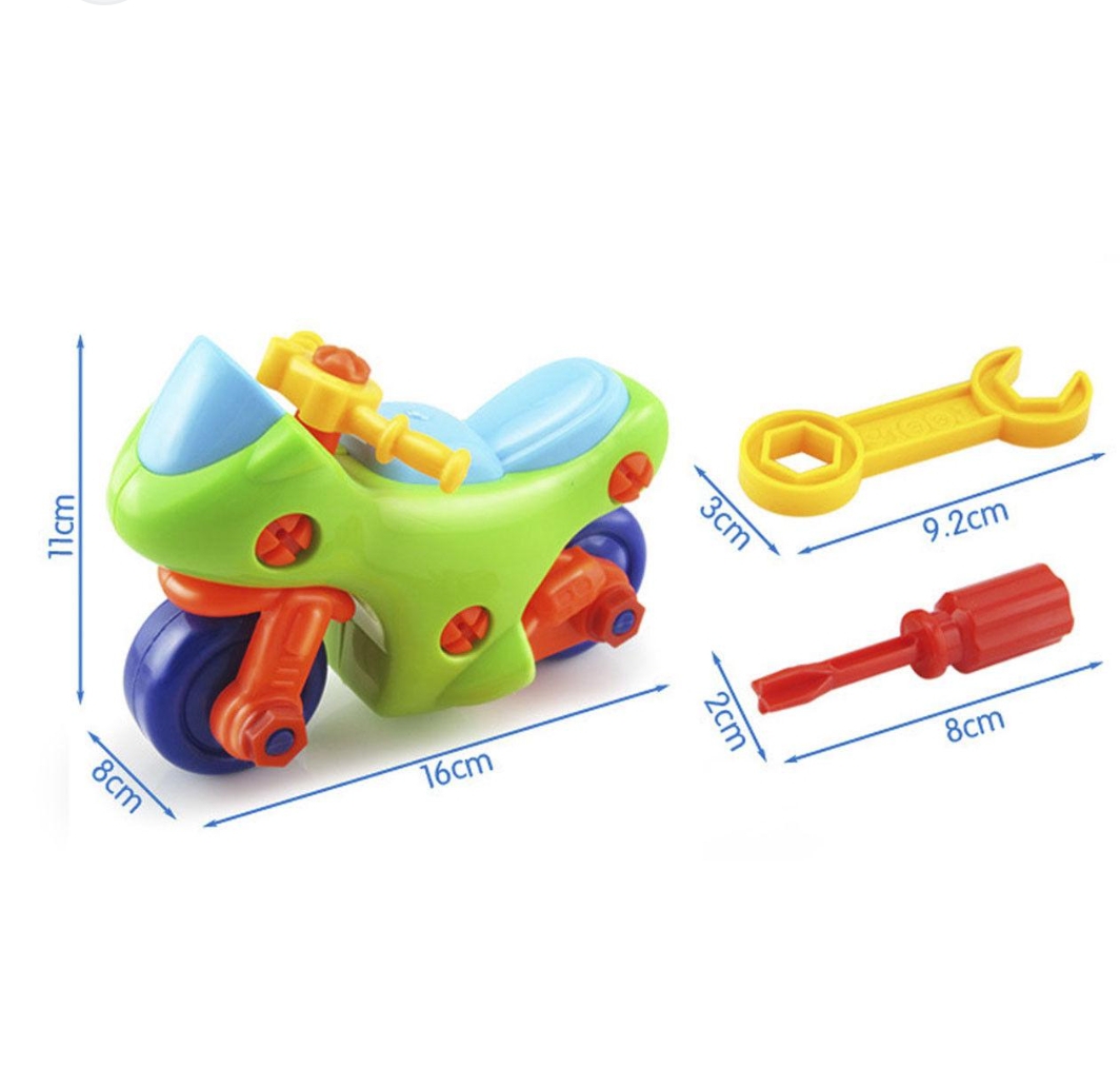 KAIDI Removable DIY Motorcycle Puzzle Screw Nut Assembling Model Buildings Toys with Clamp and Screwdriver Early Baby Kids Game Gifts