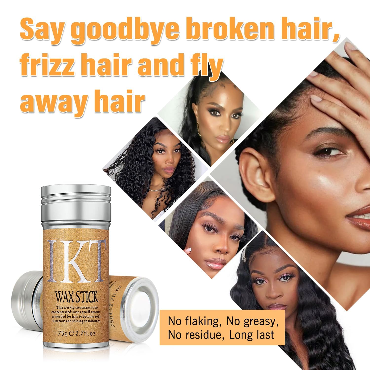 IKT Hair Wax Stick for Styling - Non-greasy Pomade for Women's Flyaways, Edge Frizz | Slick Stick for Frizzy Hair