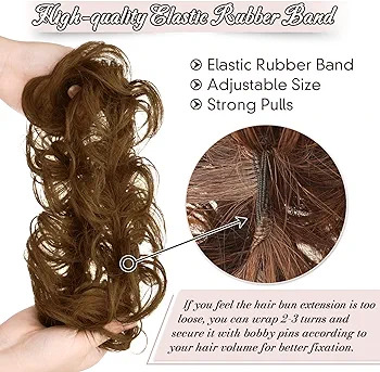 Light Brown Hair Jura Extension Big Hair Volumizer Bun Extension For Women And Girls Natural Look Hair Poni For Bridal Party And Daily Wear Soft Synthetic Hair Extension For Elegant Hairstyles Long Lasting Jura Hair Styling Accessory