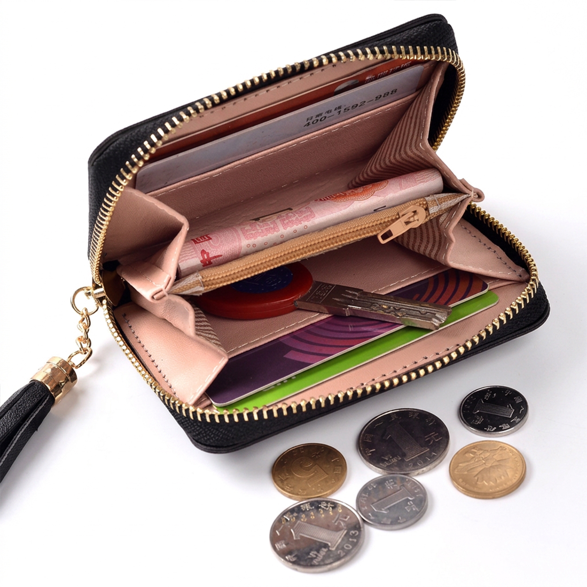Imported Short Ladies Wallets Purse for Women Stylish PU Leather - Black - Soft and Breathable Fabric