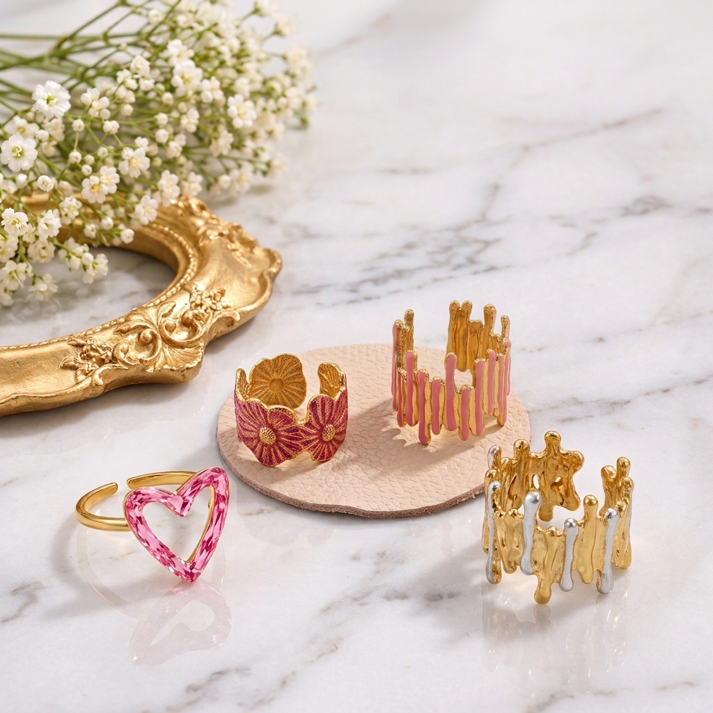 Metal Geometric Rings Set for Women | Mixed Styles Minimalist Statement Rings | Everyday Casual & Party Fashion Jewelry