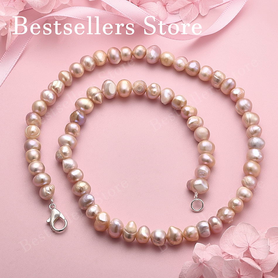 Charming 925 Sterling Silver Purple/White/Pink Pearl Necklace for Women - Fashion Party  & Wedding Jewelry