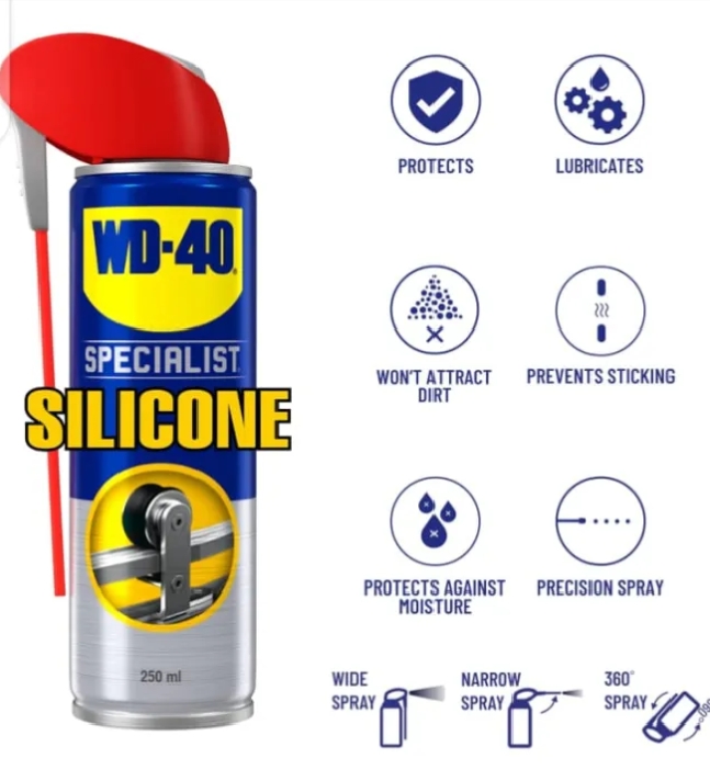 Imported WD40 Silicone Spray Lubricant 250ml | Economy Pack | UK Imported | Anti-Rust, Water Resistant, Long-Lasting