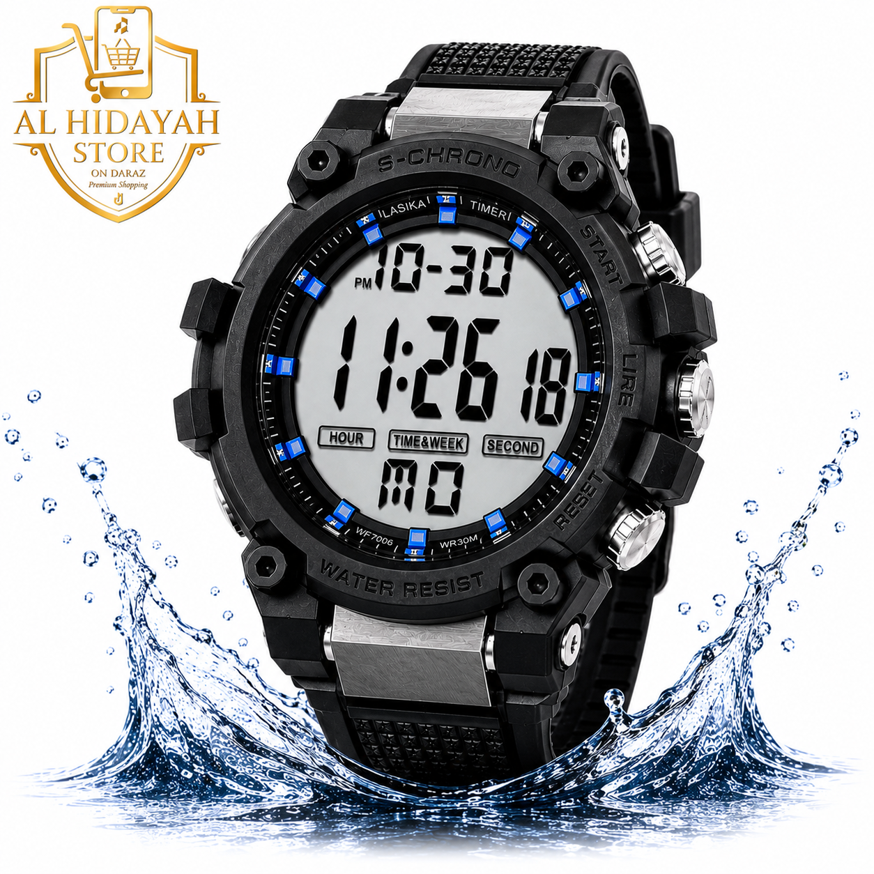 Original LASIKA S-CHRONO LED Digital Sports Watch for Men | Water Resistant | Alarm | Stopwatch | Large Display | Boys, Teens & Students | With Box