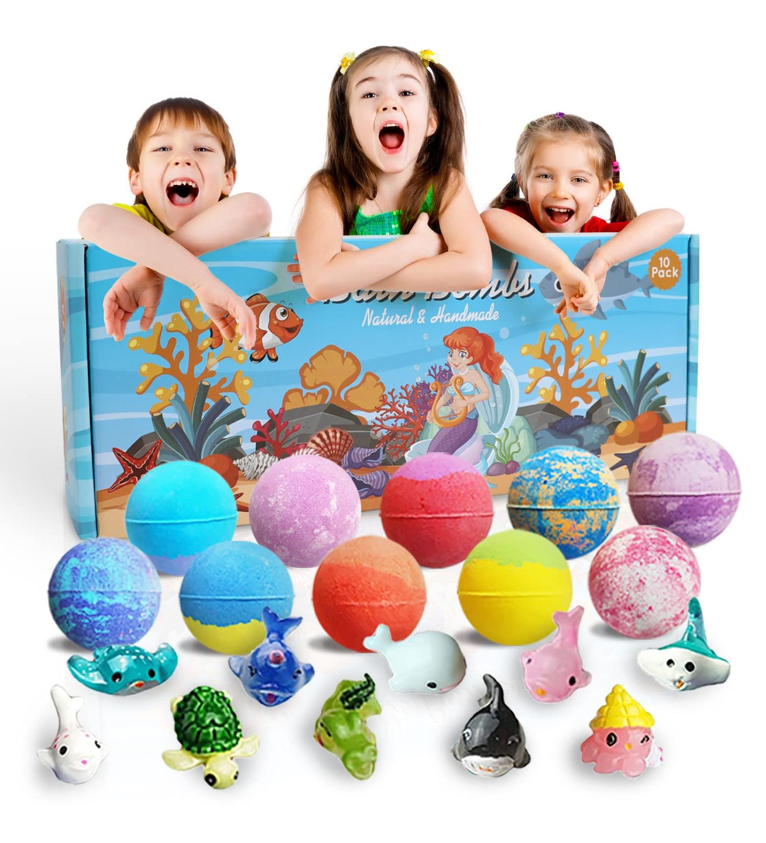 Bath Bombs for Kids with Surprise Toys Inside, Set of 1 Bath Bomb Gift Kids Safe Handmade Fizzy Balls Kit Organic Bubble Bath Bomb Great Gift for Birthday Day, Christmas image 3