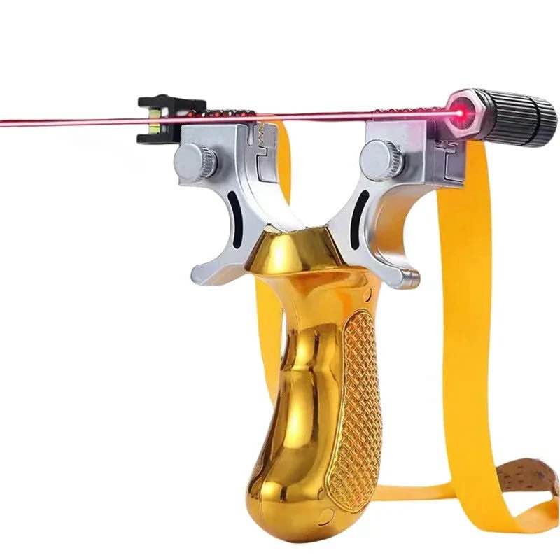 Metal Target Practice Launcher with Laser Pointer High Power Elastic Rubber Band Outdoor Sporting Activity Precision Aim Training Tool