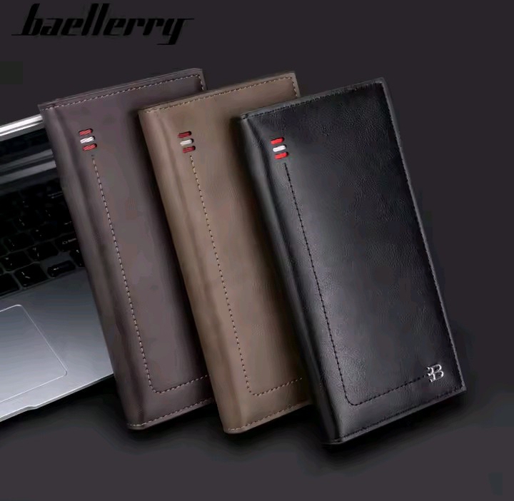 men' business PU leather long wallet pocket credit card holder clutch bifold purse.