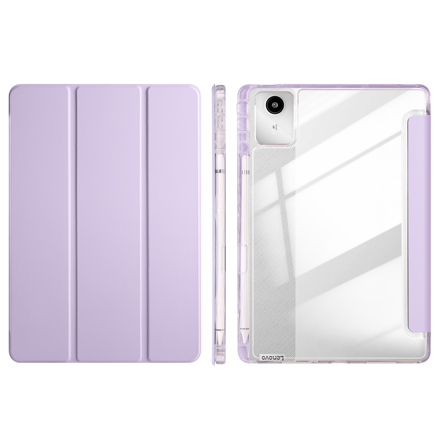 For  Tab M11 TB330FU TB331FC Case with Pen Holder Folding Stand Acrylic Clear Hard Cover XiaoxinPad 2024 2025 TB335FC Case