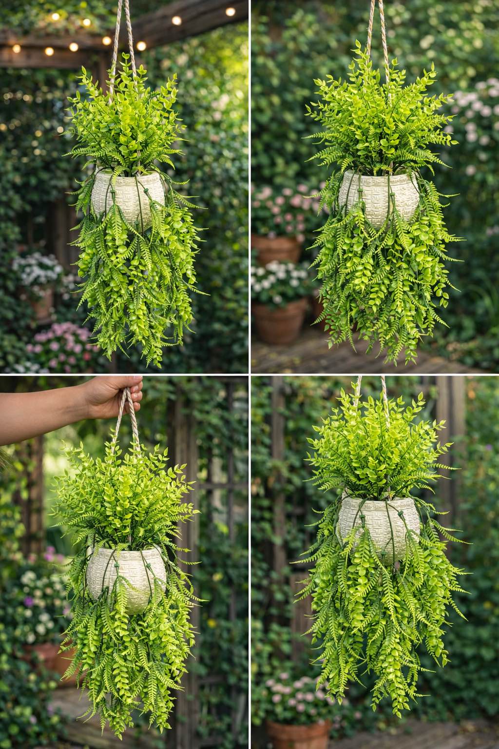 Artificial Hanging Plant with Decorative Pot – Home & Office Wall Hanging Green Plant Decor